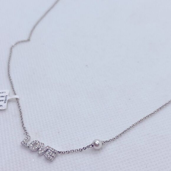 Nadri Silver tone Pave crystal "LOVE" necklace NWT - Picture 1 of 5